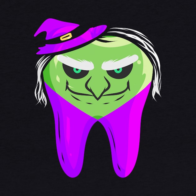 Evil Green Witch Tooth For Dentist On Halloween by SinBle